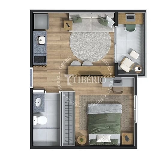 Planta 03 - 1 dorm 29,55m² - studio