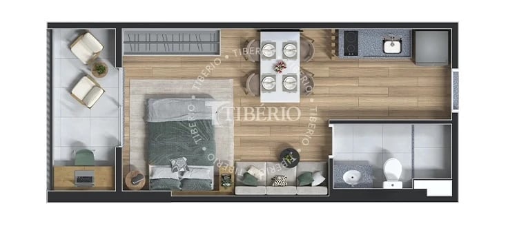 Planta 04 - 1 dorm 29,67m² - studio