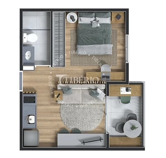 Planta 05 - 1 dorm 30,40m² - studio
