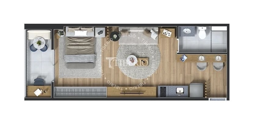 Planta 11 - 1 dorm 38,82m² - studio
