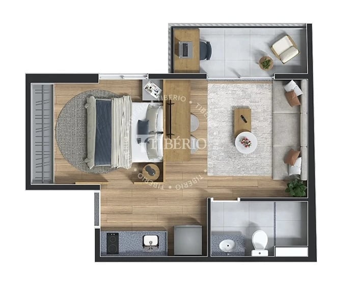 Planta 09 - 1 dorm 32,30m² - studio