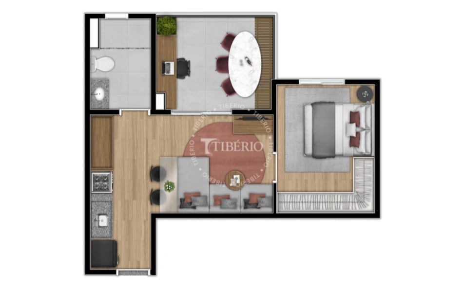 Planta 04 - 1 dormitório 39 51m²