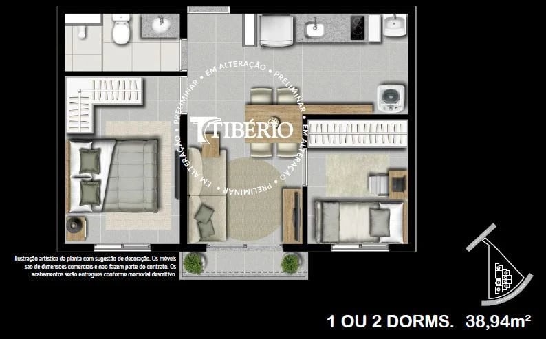 Planta 04 - 2 dorm 38m²