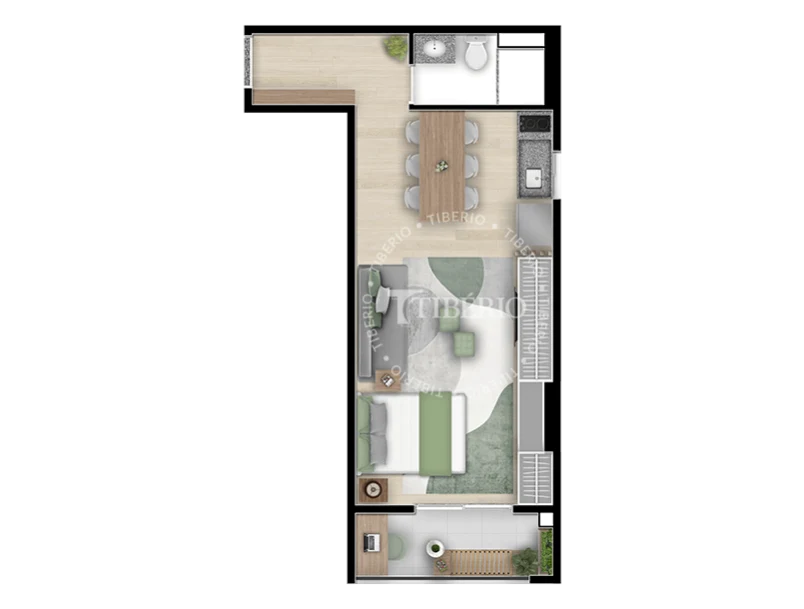Planta 17 - 1 dorm 35,96m² - studio