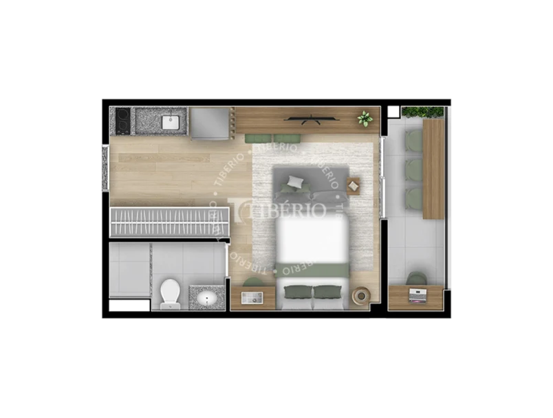 Planta 02 - 1 dorm 26,84m² - studio