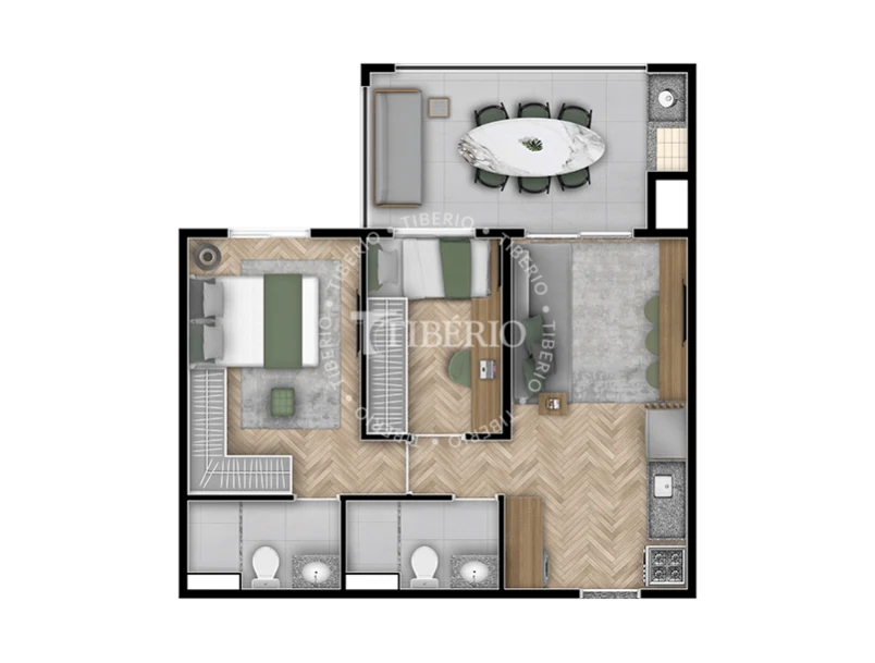 Planta 21 - 2 dorm 52,97m²