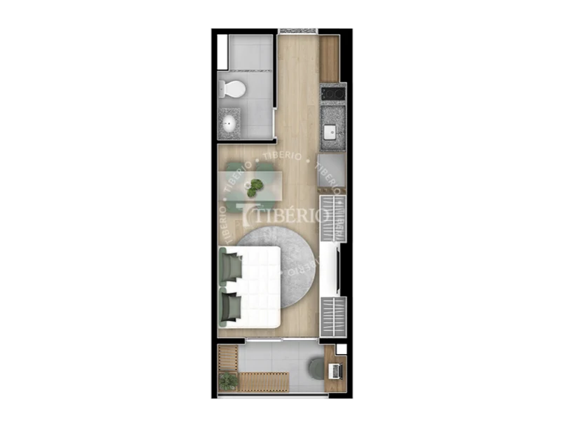 Planta 01 - 1 dorm 24,65m² - studio
