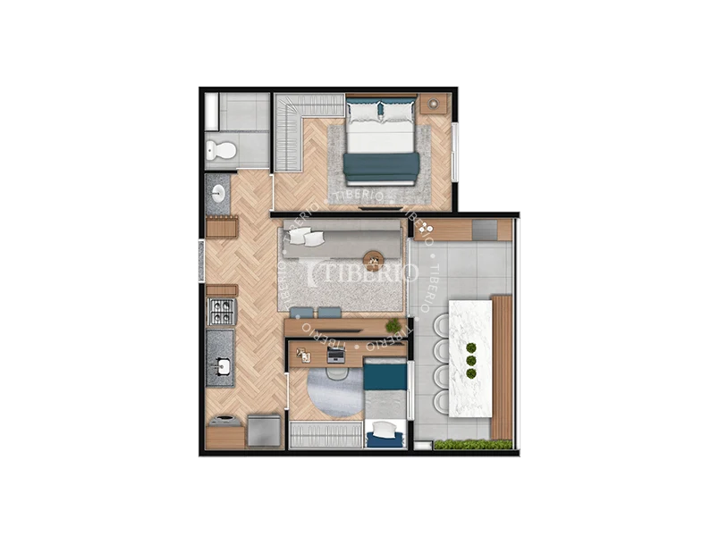 Planta 09 - 2 dorm 44,88m²