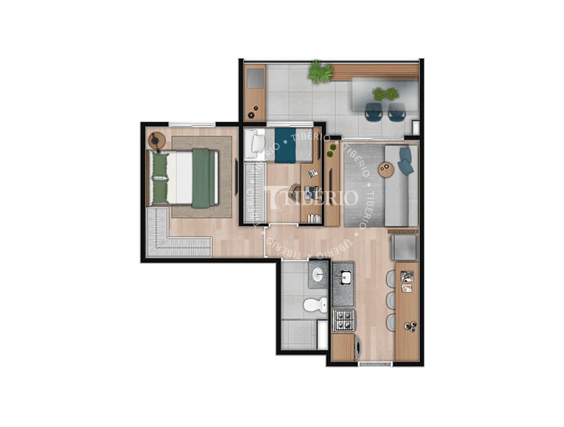 Planta 08 - 2 dorm 44,46m²