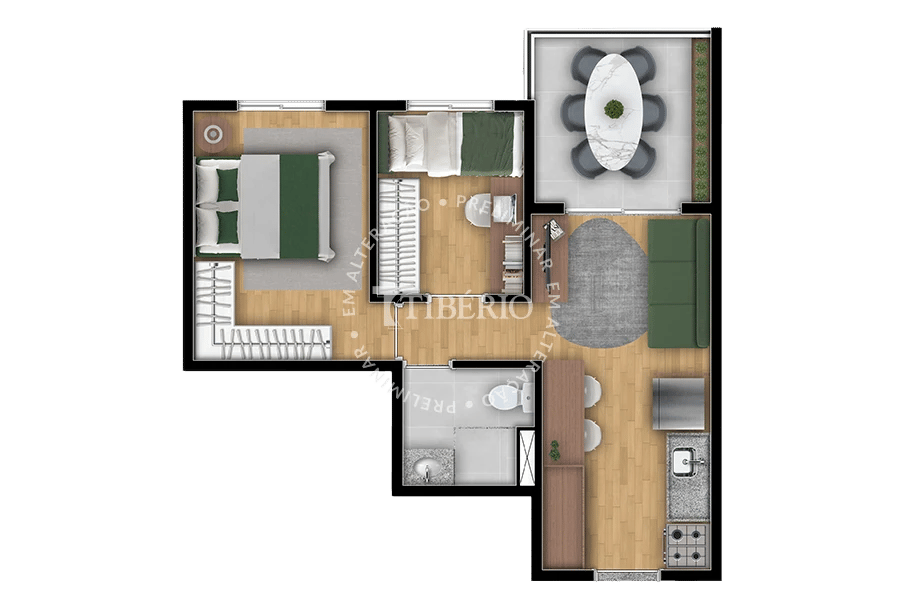 Planta 03 - 2 dorm 39,54m²