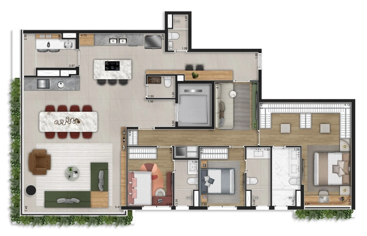 Planta 04 - 3 dorm 167,83m² - opção