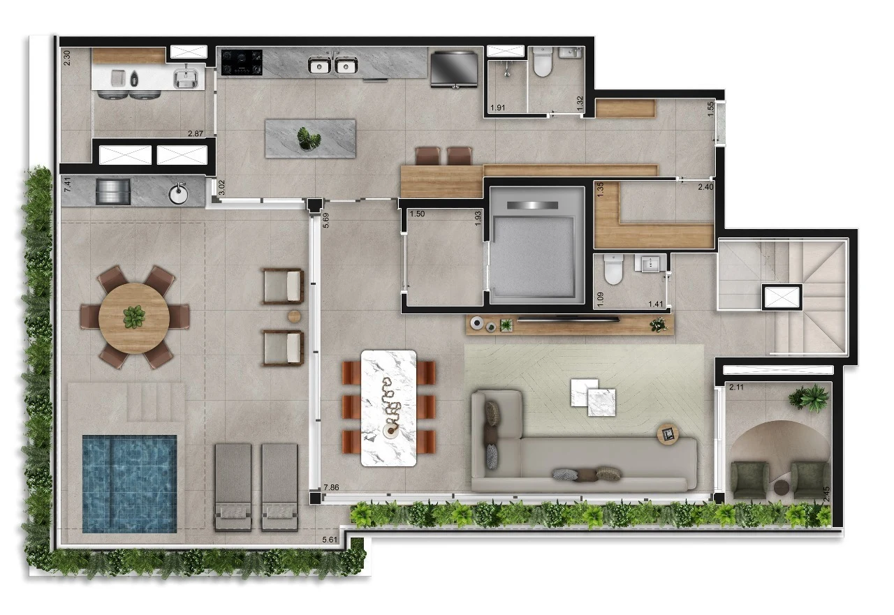Planta 08 - 4 dorm 313 ,38m² - cobertura duplex - superior