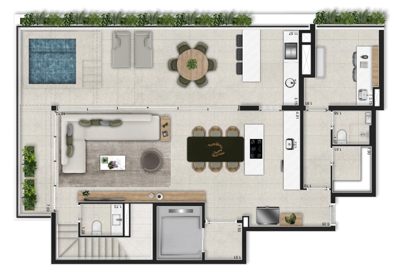 Planta 06 - 3 dorm 253 ,06m² - cobertura duplex - superior