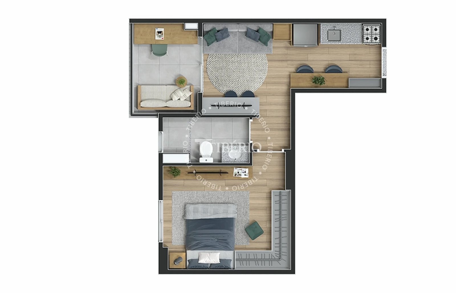 Planta 03 - 1 dorm 37m²