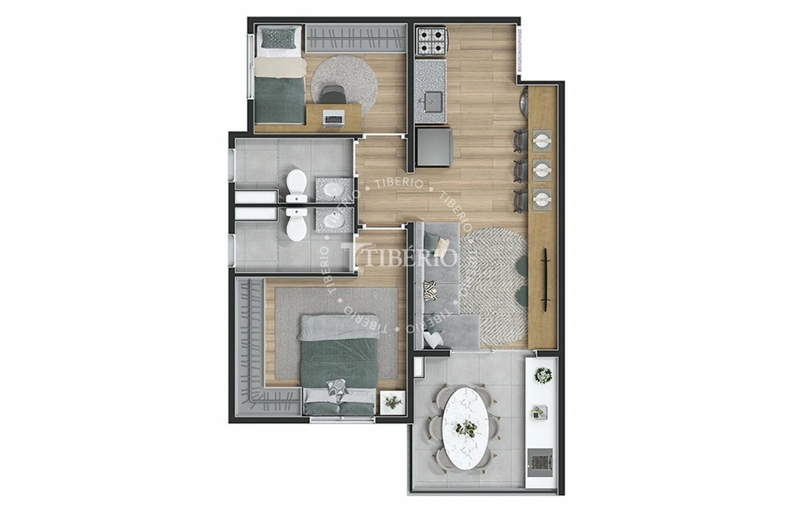 Planta 09 - 2 dorm 49,26m²