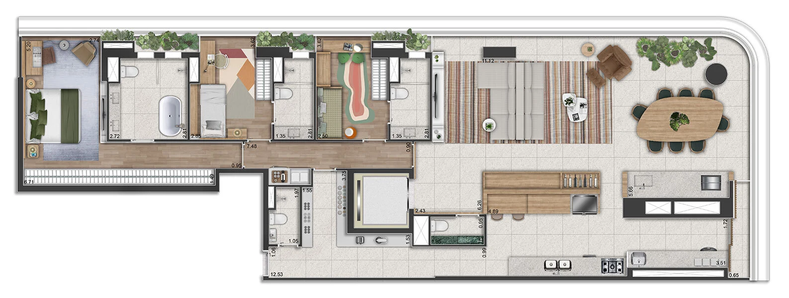 Planta 06 - 3 dorm 193m² - opção 2