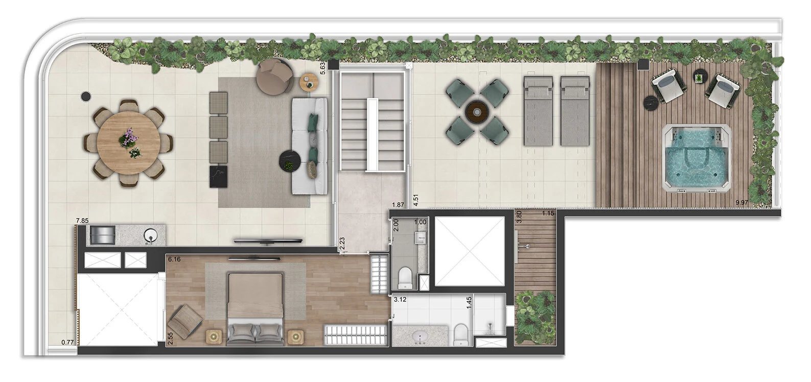 Planta 08 - 3 dorm 300m² - cobertura duplex - superior