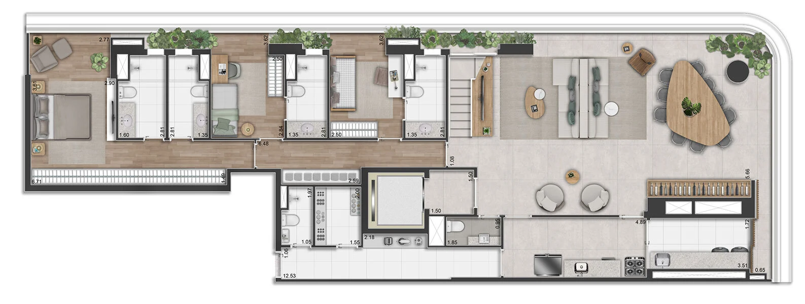 Planta 09 - 4 dorm 374m² - cobertura duplex - inferior