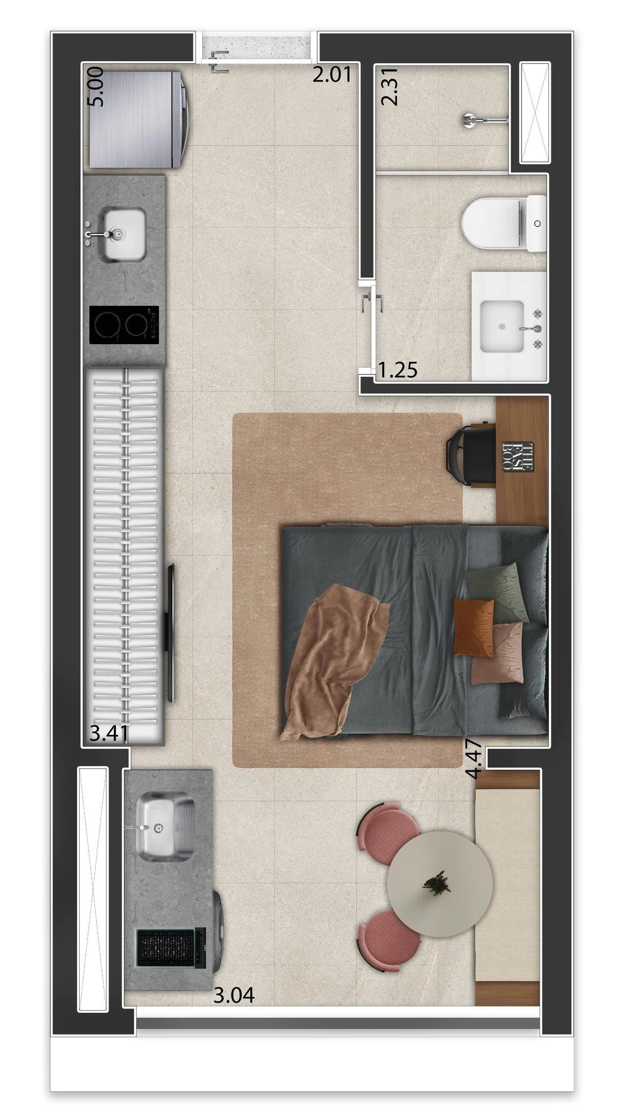 Planta 03 - 1 dorm 26 05m² - studio - opção