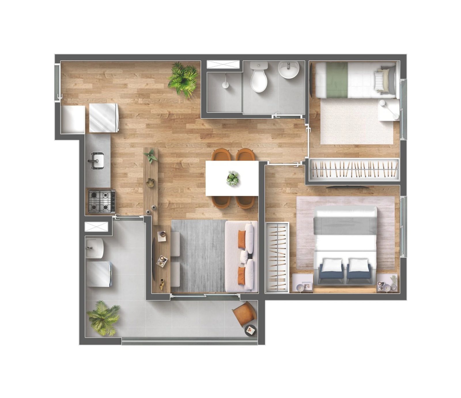 Planta 07 - 2 dorm 45m²
