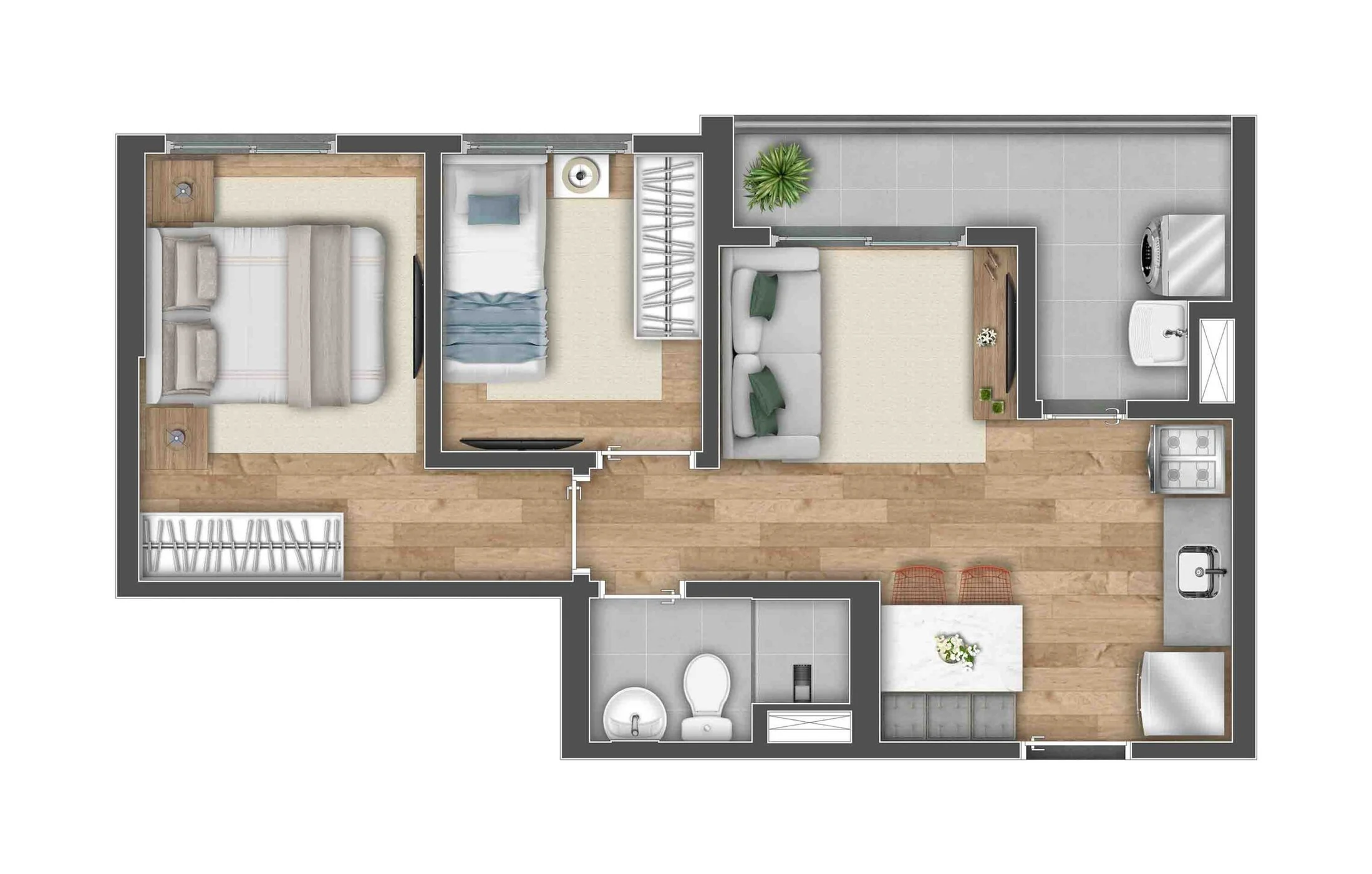 Planta 03 - 2 dorm 42m²