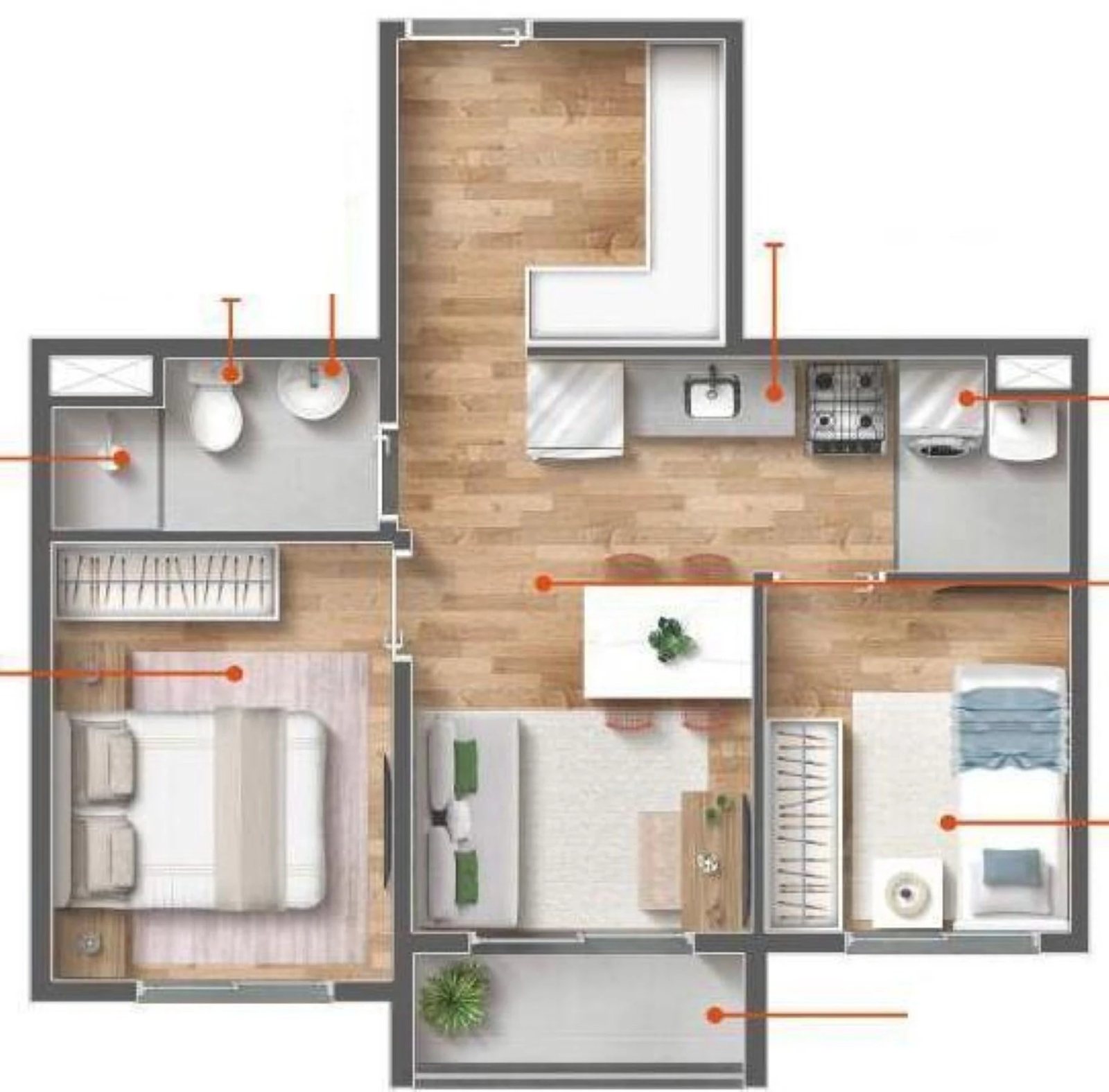 Planta 04 - 2 dorm 41m²