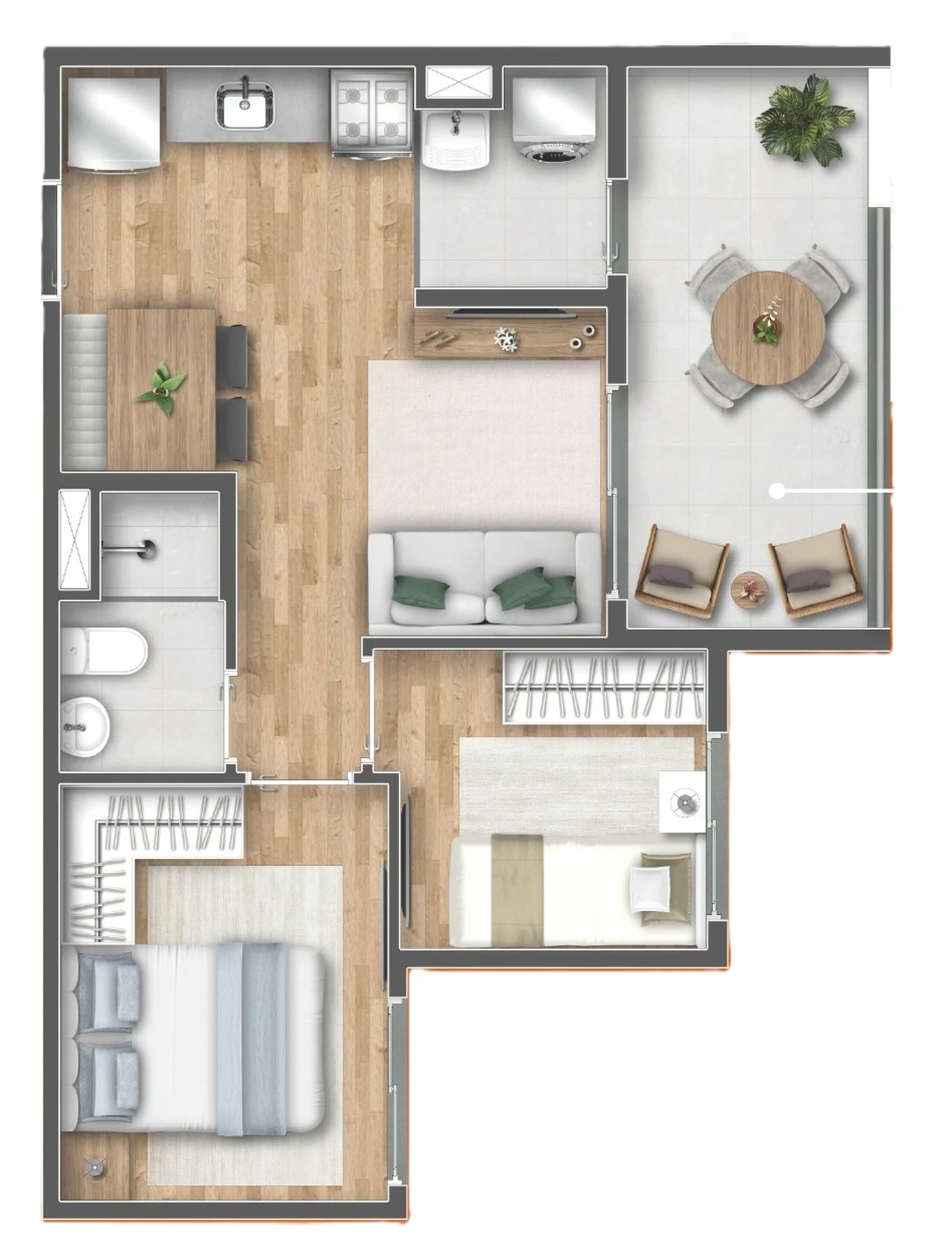 Planta 04 - 2 dorm 44m²