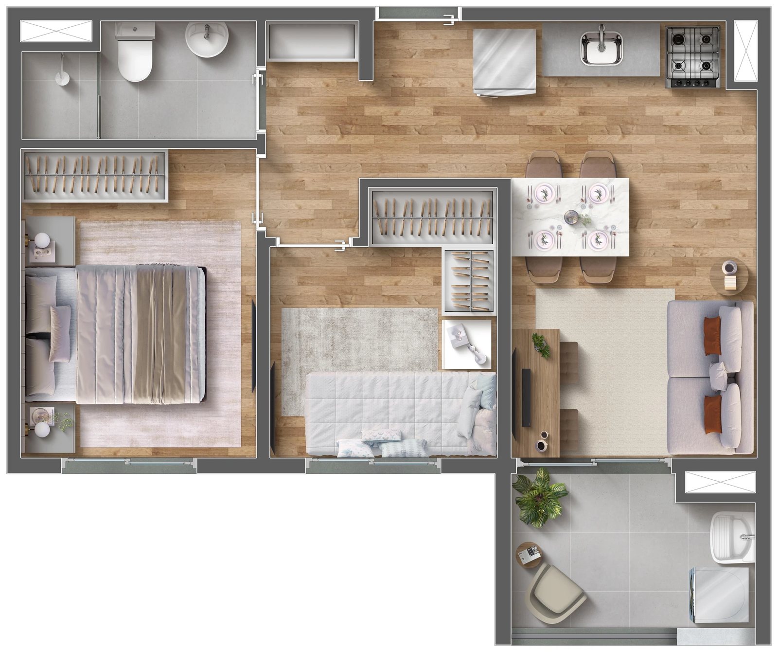 Planta 04 - 2 dorm 40m²