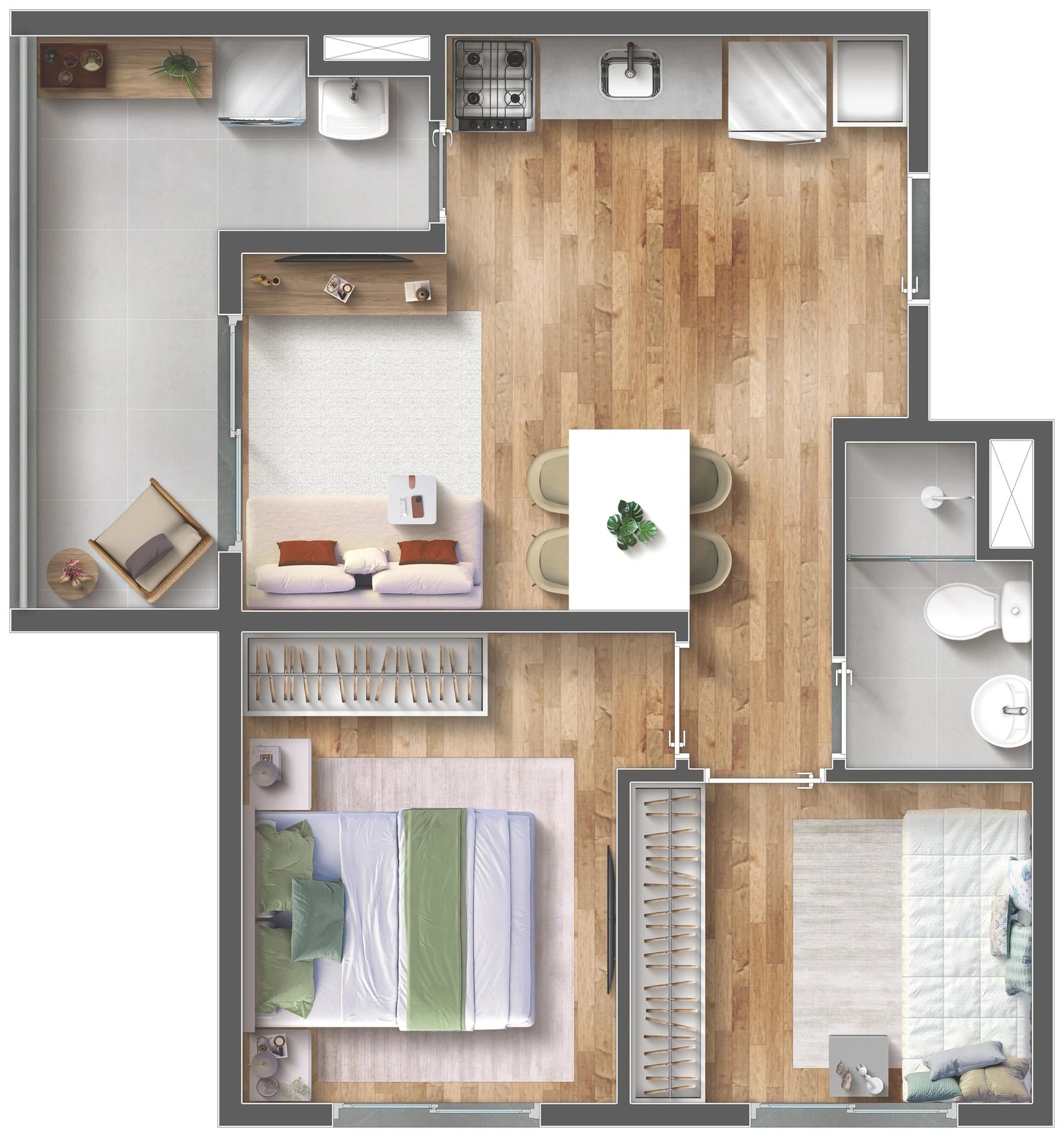 Planta 06 - 2 dorm 44m²