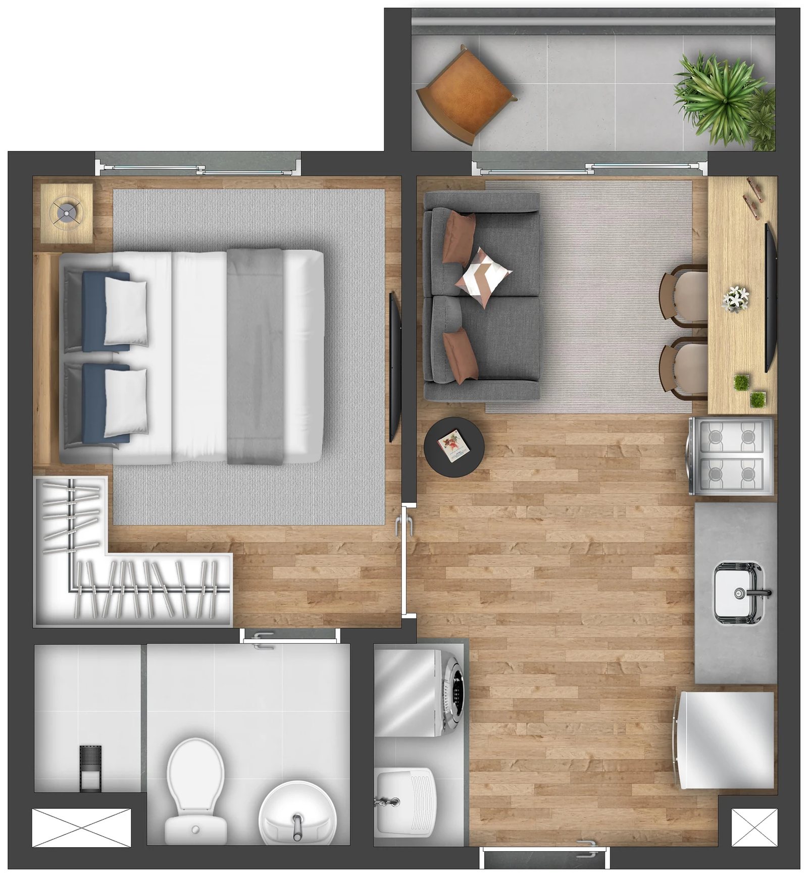 Planta 01 - 1 dorm 26,45m²