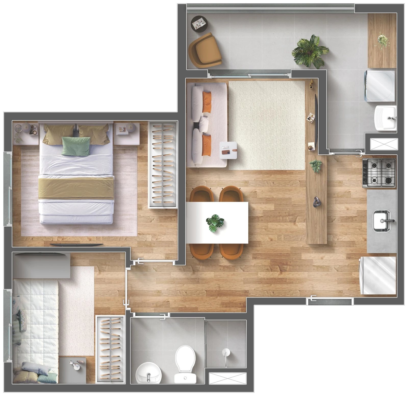 Planta 05 - 2 dorm 43m²