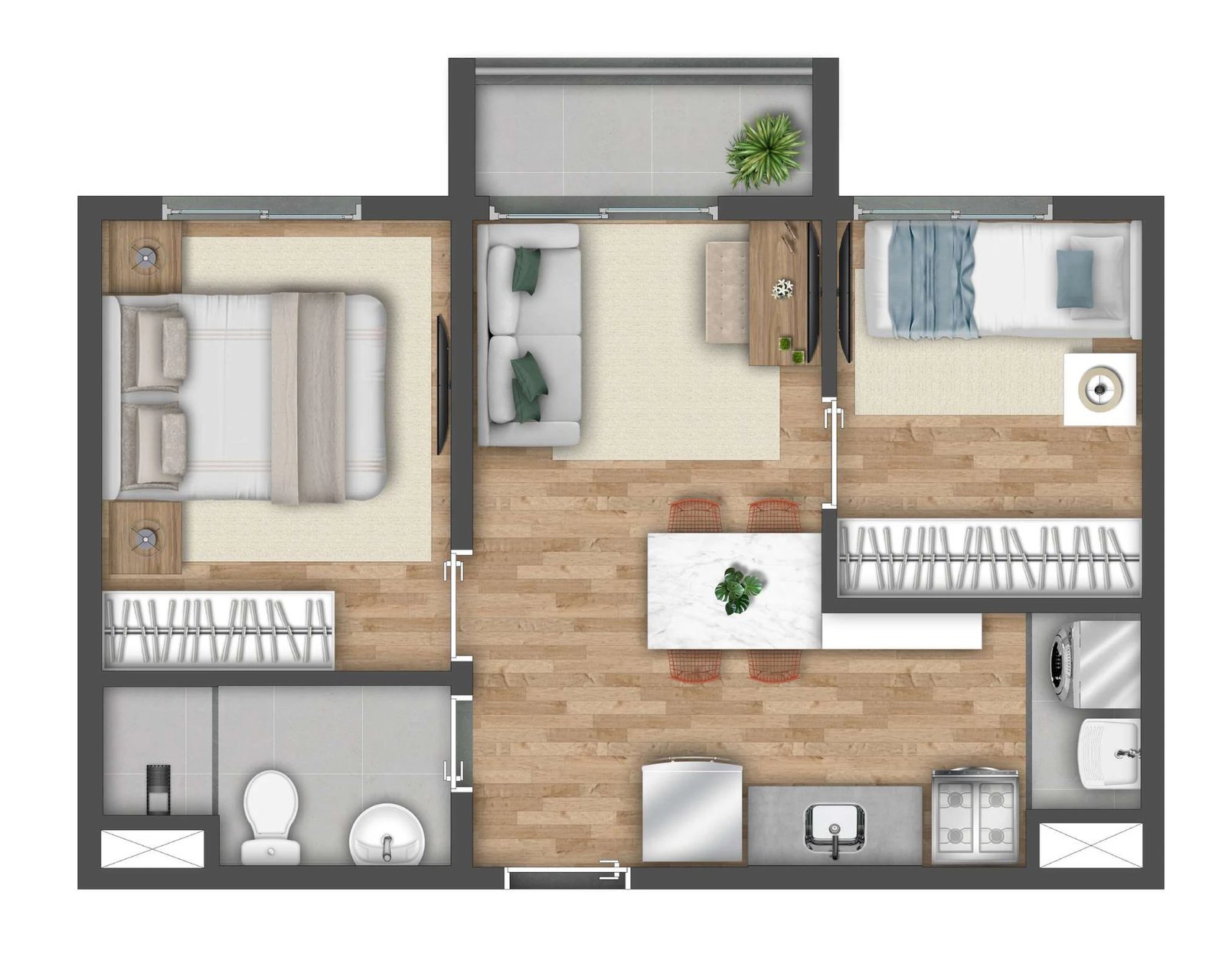 Planta 05 - 2 dorm 37m²
