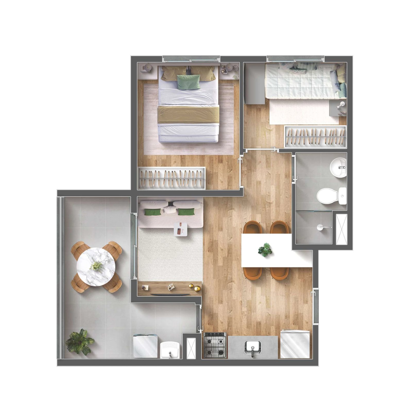 Planta 07 - 2 dorm 44m²