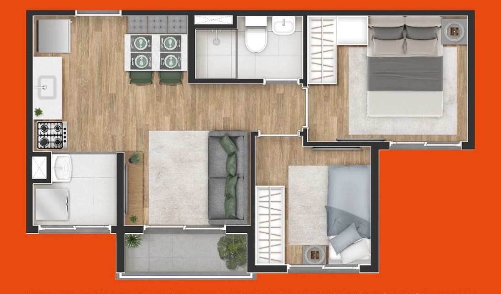 Planta 01 - 2 dorm 37m²