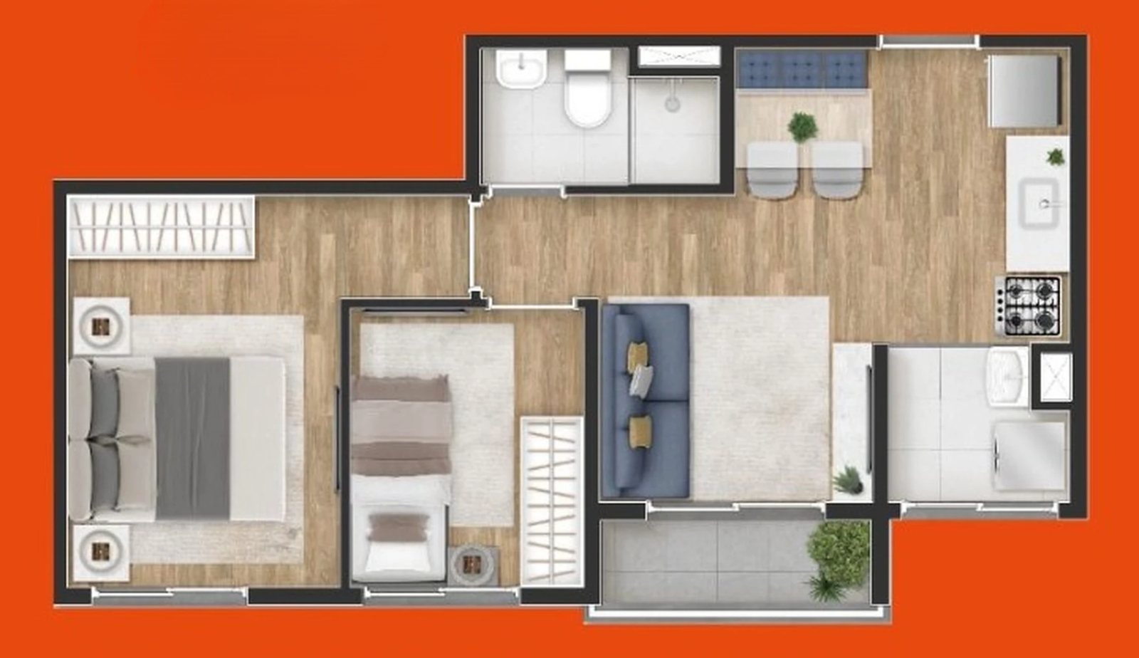 Planta 04 - 2 dorm 40m²