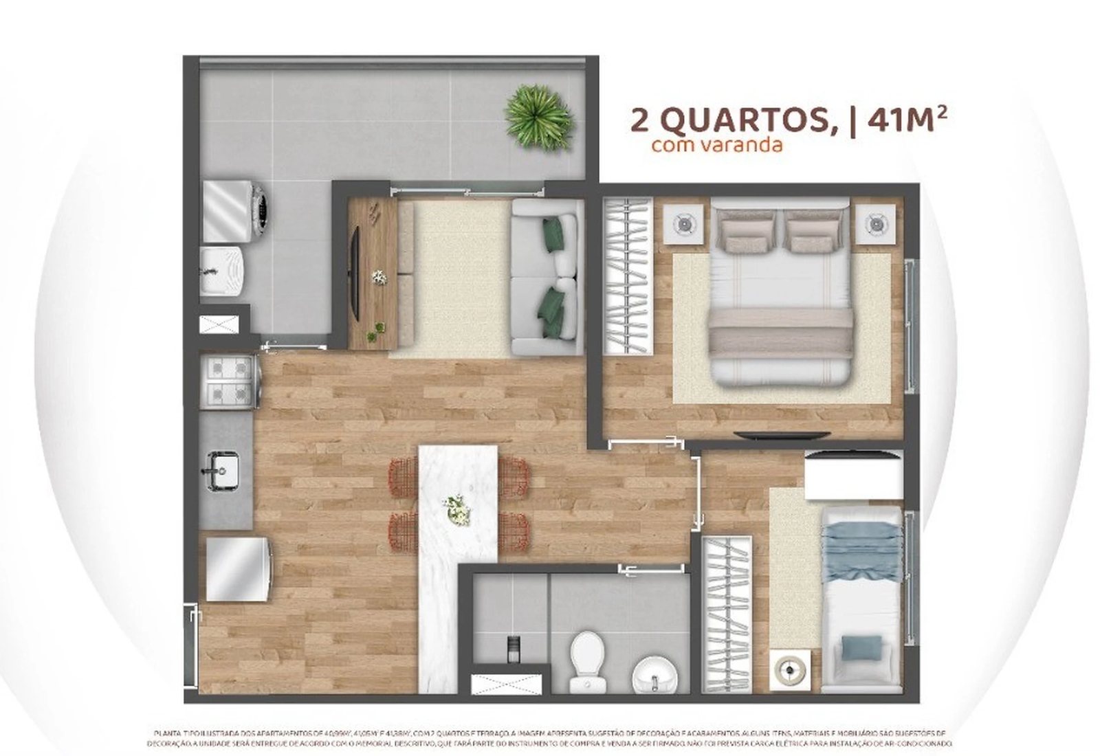 Planta 05 - 2 dorm 41m²