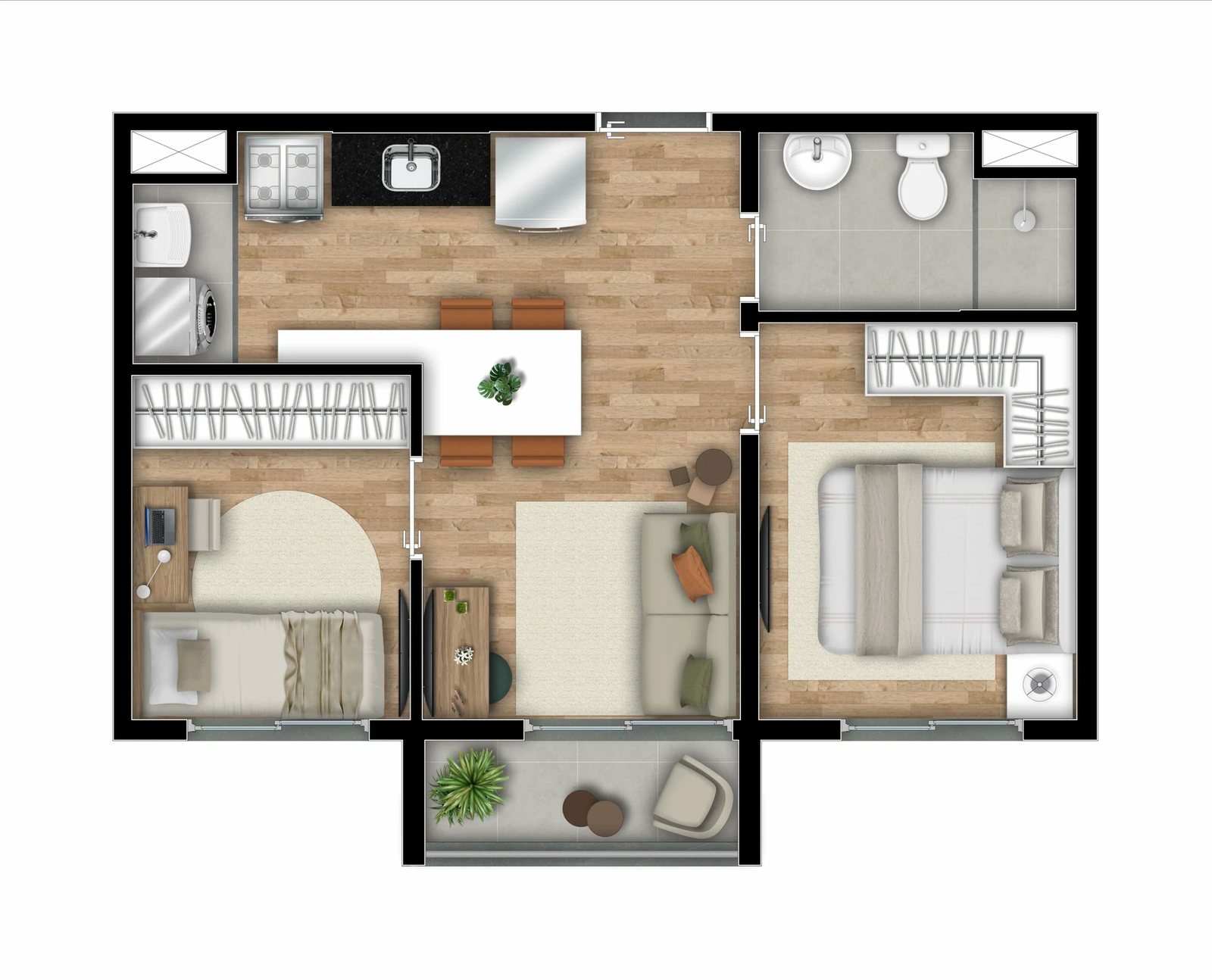 Planta 01 - 2 dorm 37m²