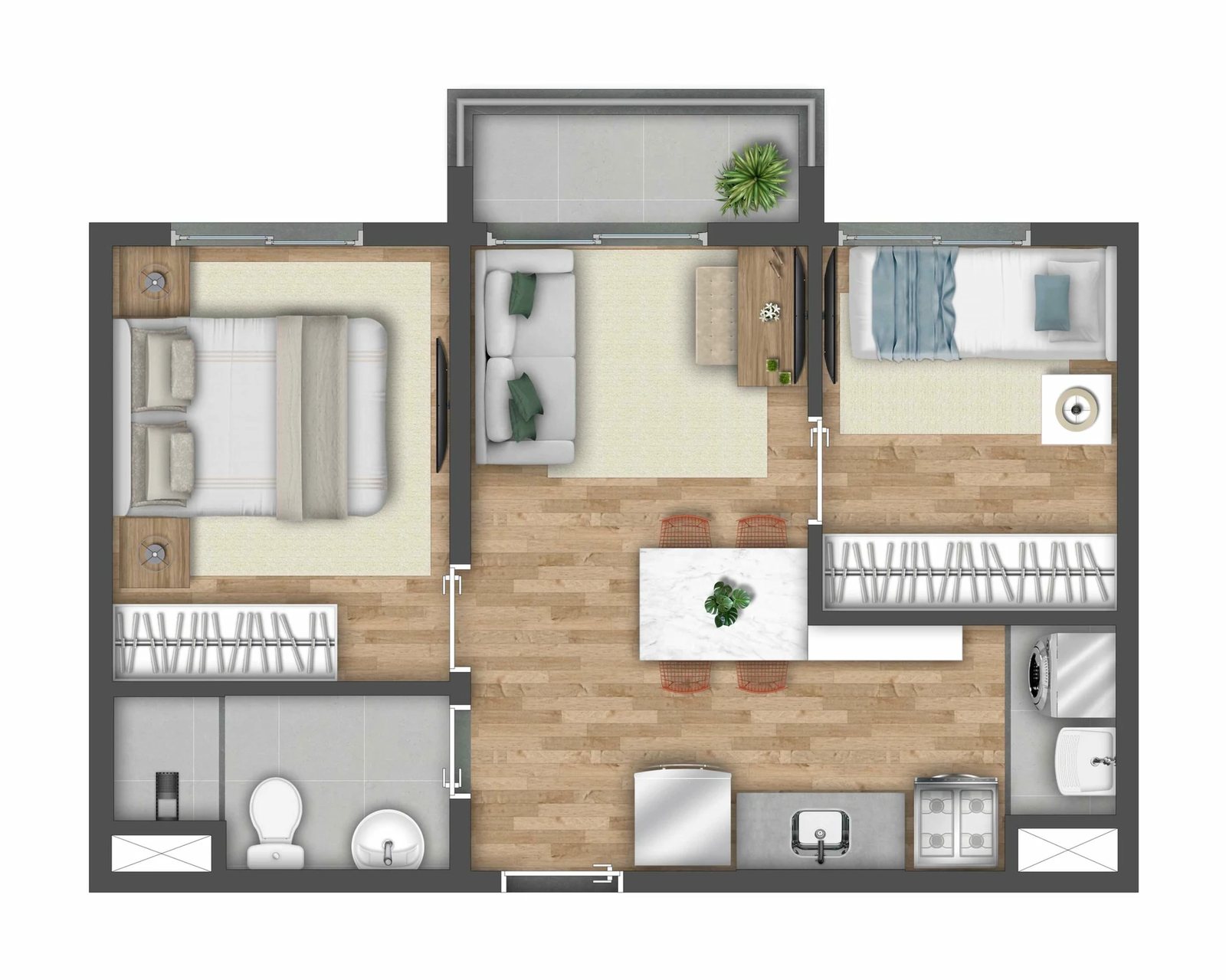 Planta 03 - 2 dorm 37m²