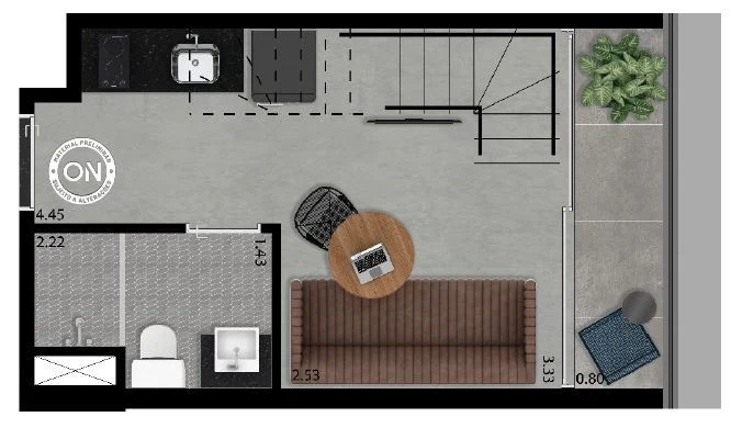 Planta 05 - 1 dorm 40m² - duplex inferior
