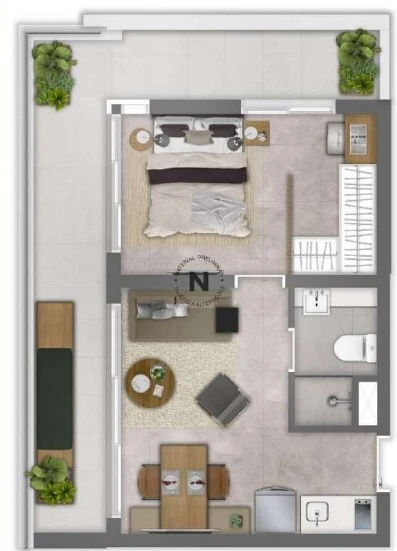 Planta 07 - 1 dorm 48 96m² - garden