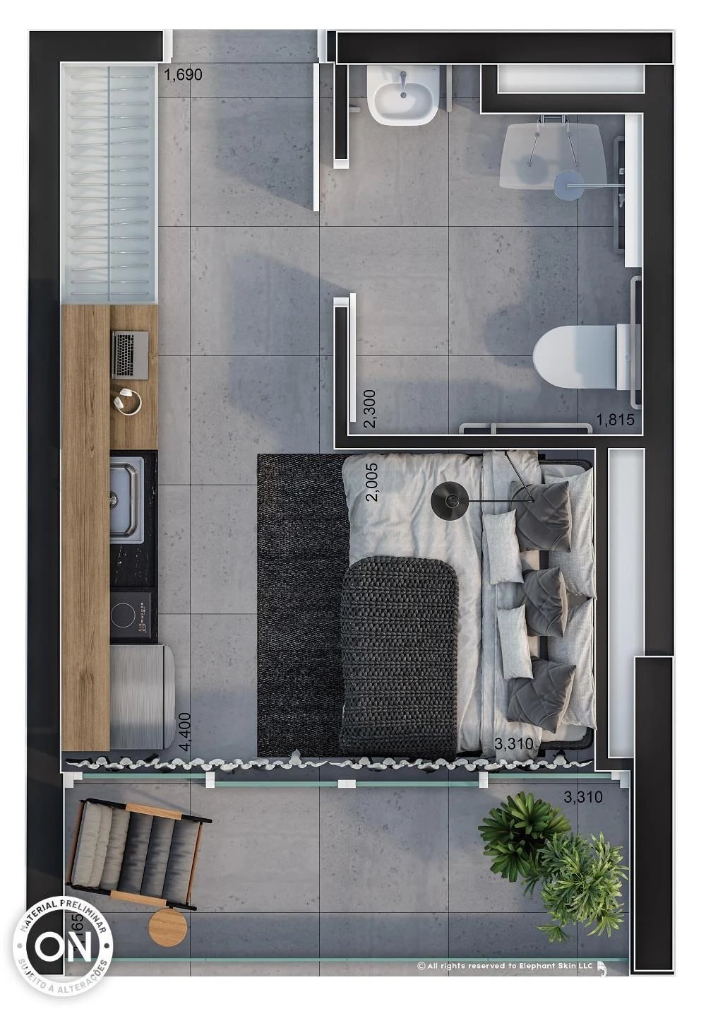 Planta 04 - 22m² - studio