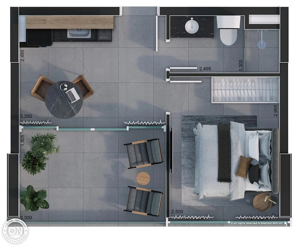Planta 06 - 1 dorm 29m²