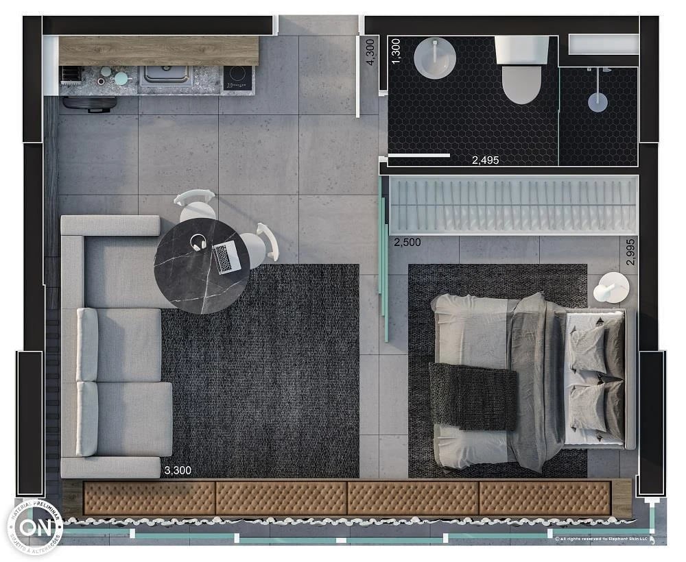 Planta 07 - 29m² - studio - opção