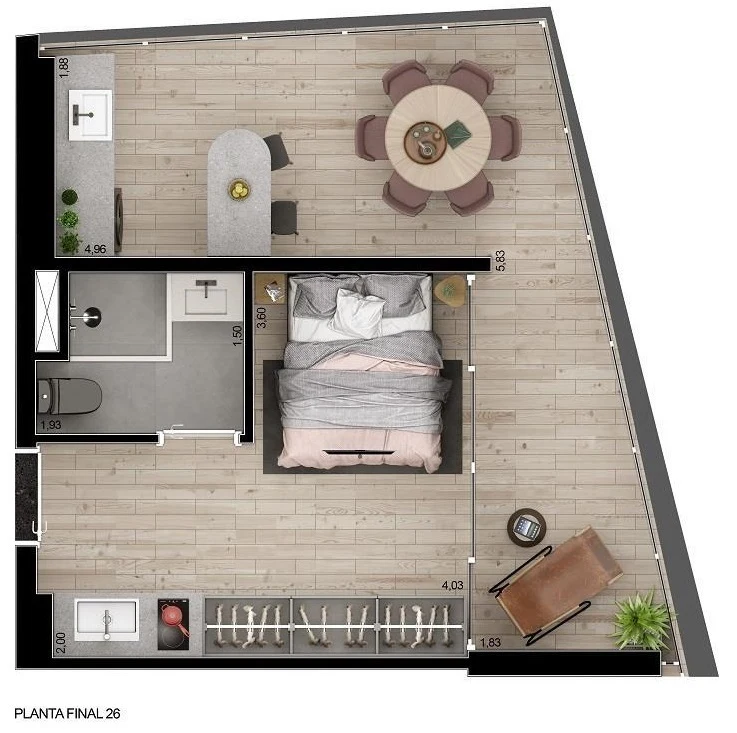 Planta 03 - 1 dorm 20m² - studio
