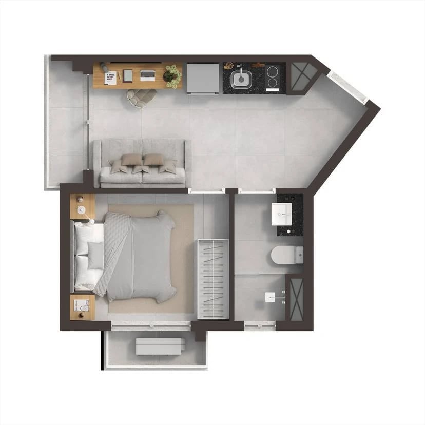 Planta 05 - 1 dorm 27,89m²