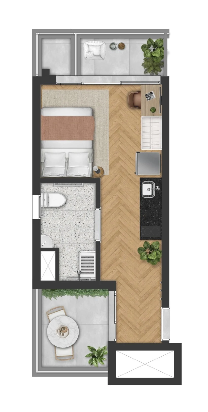 Planta 06 - 1 dorm 32,90m² - studio