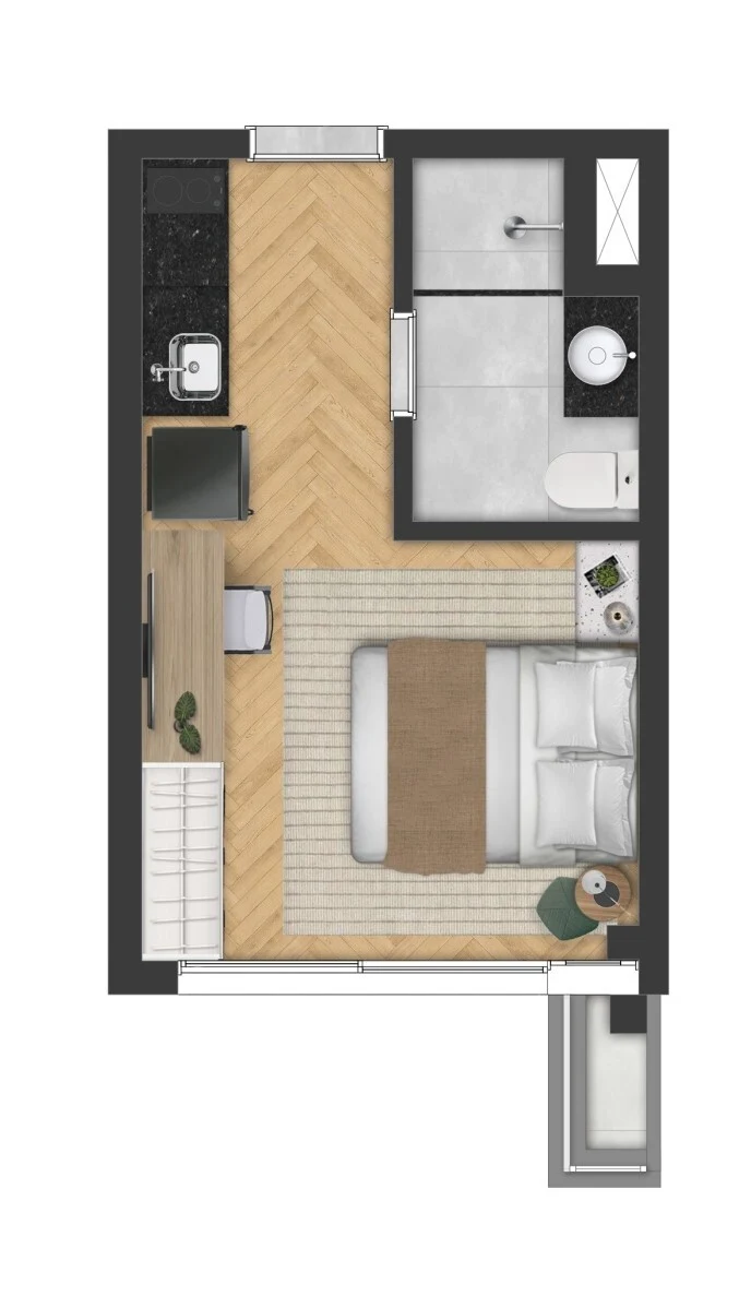 Planta 01 - 1 dorm 20,83m² - studio