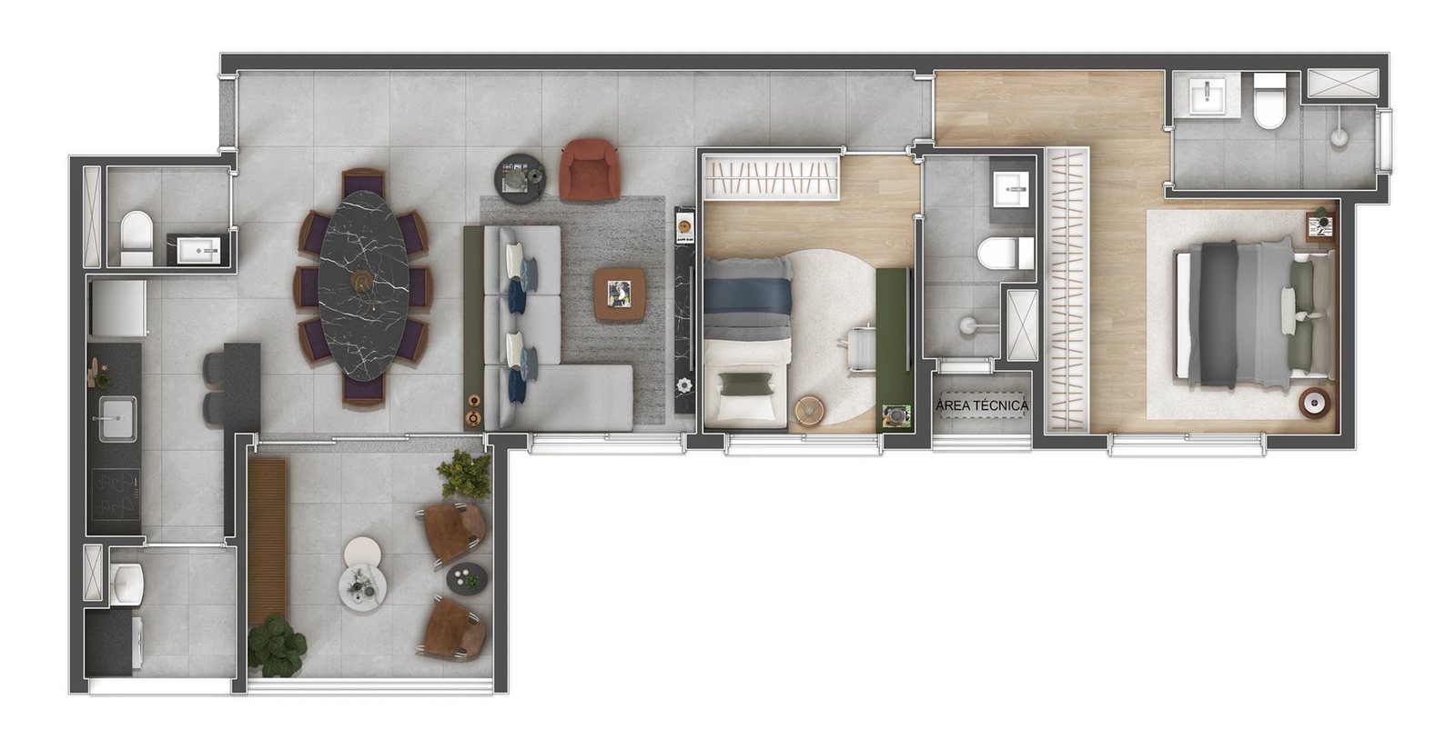 Planta 02 - 2 dorm 82,88m²