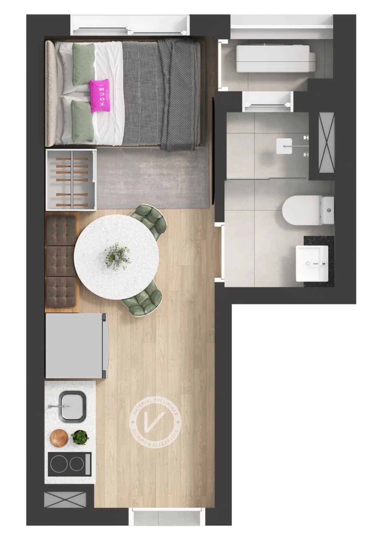 Planta 04 - 1 dorm 18,40m² - studio