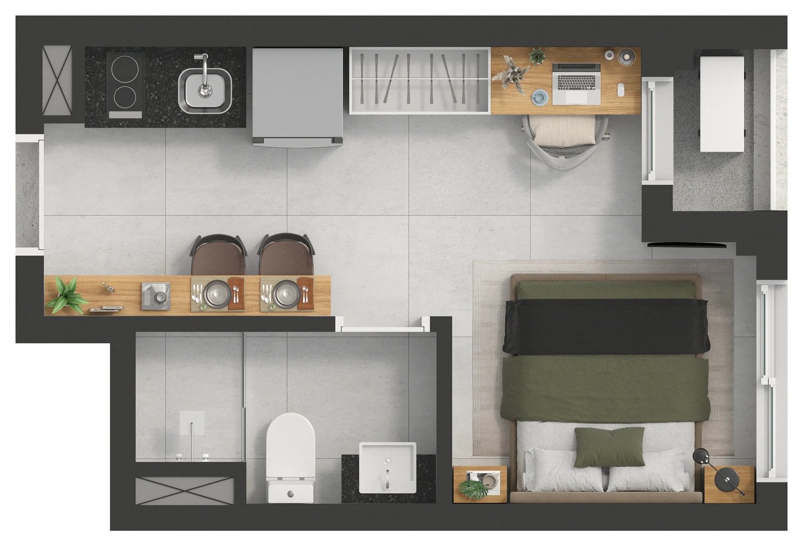 Planta 01 - 1 dorm 20,07m² - studio